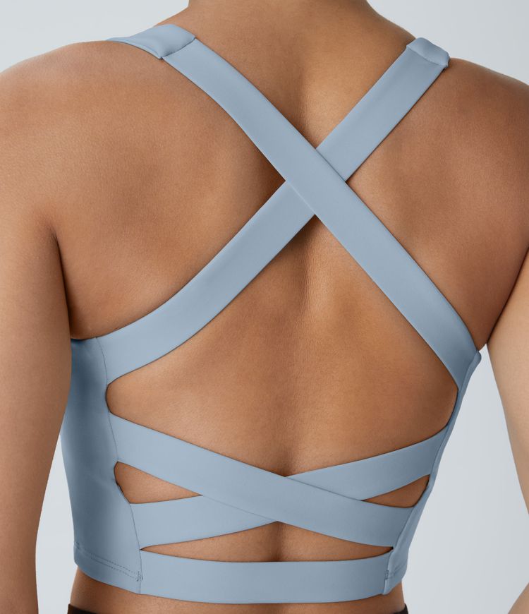 SoftlyZero™ Airy Square Neck Backless Crisscross Cropped  Yoga Tank Vest Top-UPF50+ A-C Cups