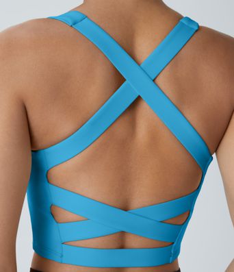 Softlyzero™ Airy Rückenfreies Yoga-Tanktop mit eckigem Ausschnitt und Schnürung