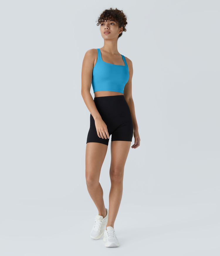 Softlyzero™ Airy Rückenfreies Yoga-Tanktop mit eckigem Ausschnitt und Schnürung