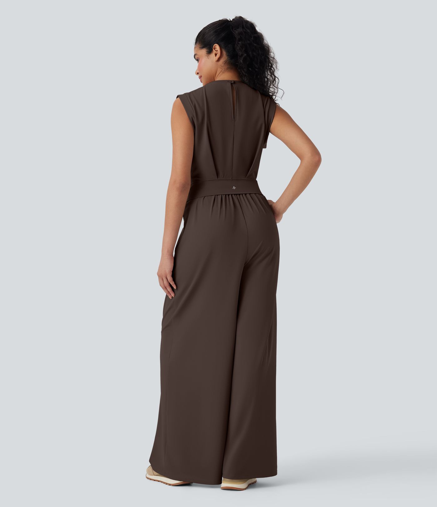 Softlyzero™ Quickdry col rond sans manches dos ajouré avec poche latérale combinaison de yoga - Édition Easy Peasy