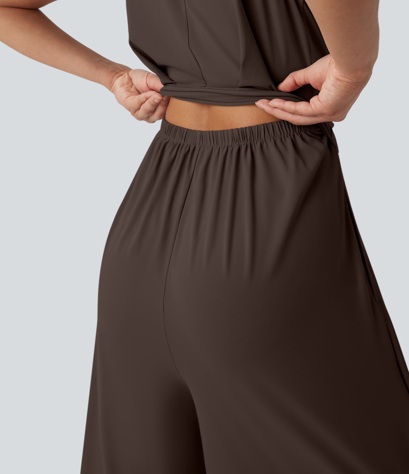 Softlyzero™ Quickdry col rond sans manches dos ajouré avec poche latérale combinaison de yoga - Édition Easy Peasy