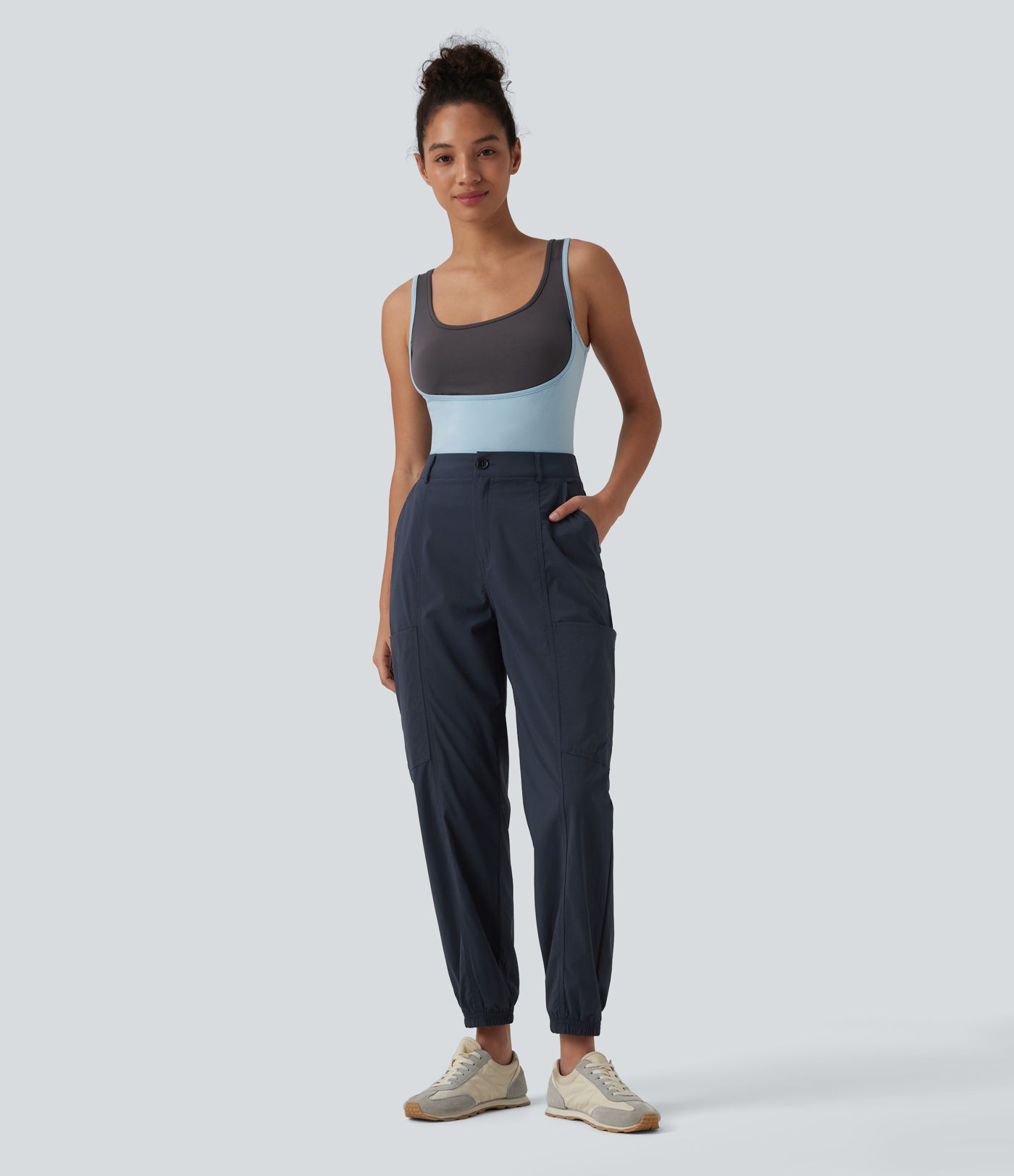 Joggers cargo décontractés taille mi-haute avec poches