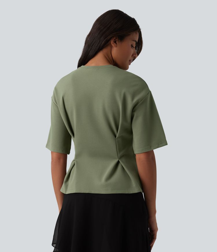 Blouse casual SculptKnit col rond taille cintrée à basque