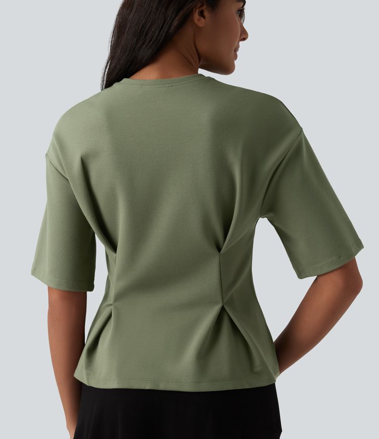 Blouse casual SculptKnit col rond taille cintrée à basque