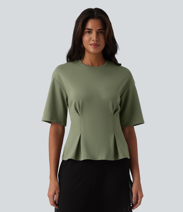 Blouse casual SculptKnit col rond taille cintrée à basque