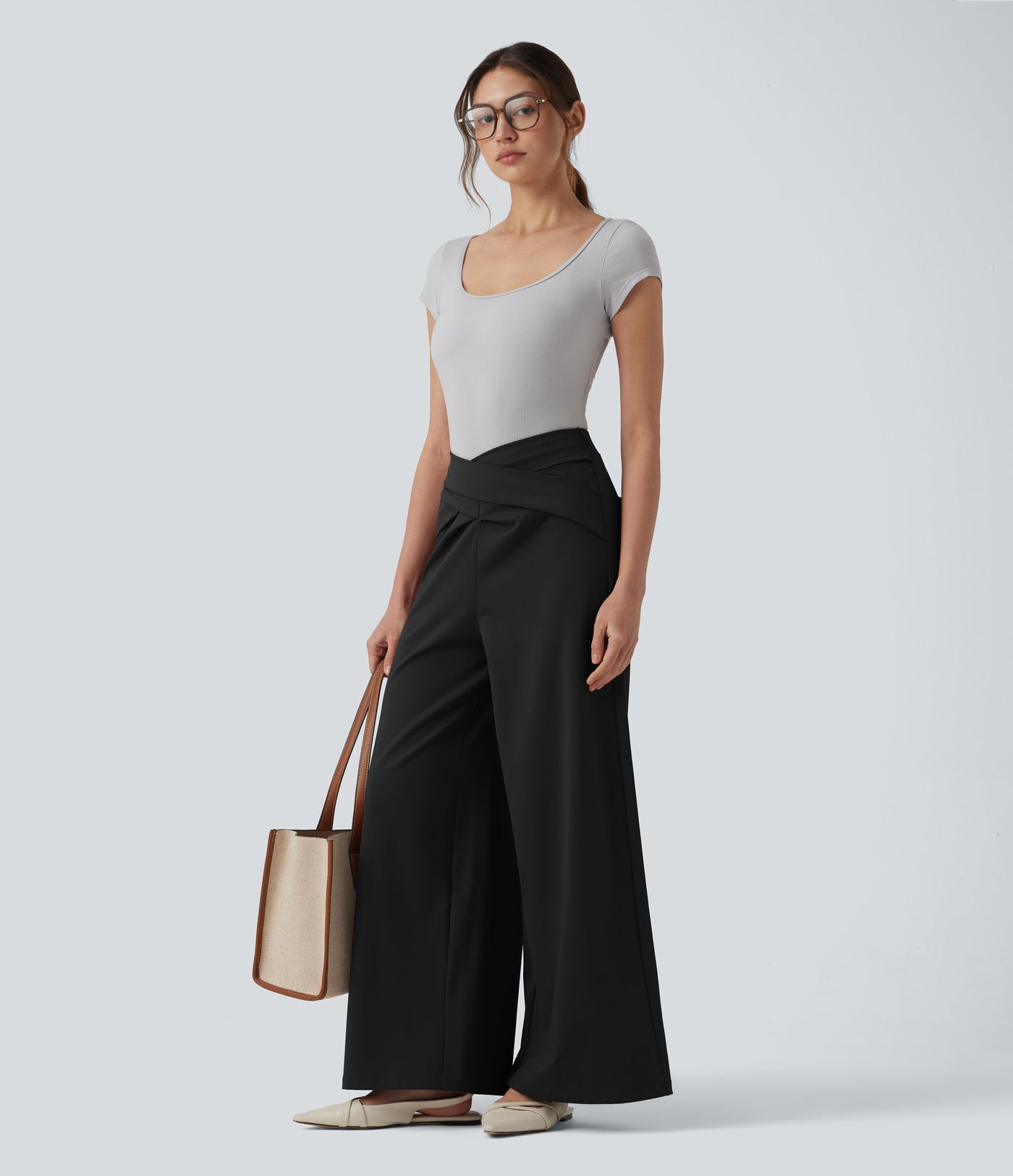 Halara Flex™ DayStretch Crossover High Waisted Work Straight Leg Pants with Pockets