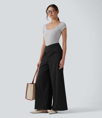 Halara Flex™ DayStretch Crossover High Waisted Work Straight Leg Pants with Pockets