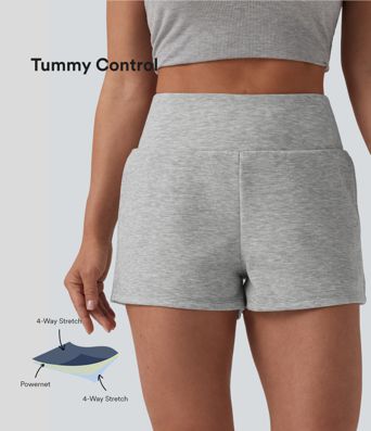 High Waisted Tummy Control 2-in-1 Casual Shorts 3'' with Pockets