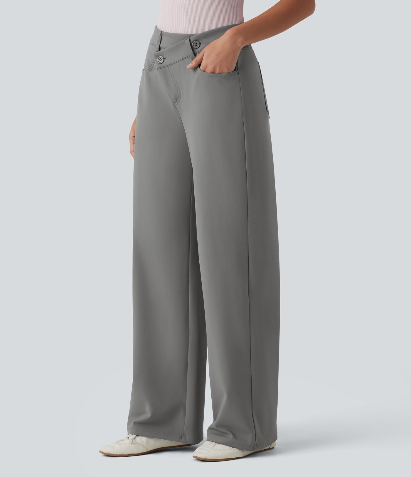 Halara Flex™ DayStretch - Bürohose mit hohem Crossover-Bund, mehreren Taschen und geradem Bein