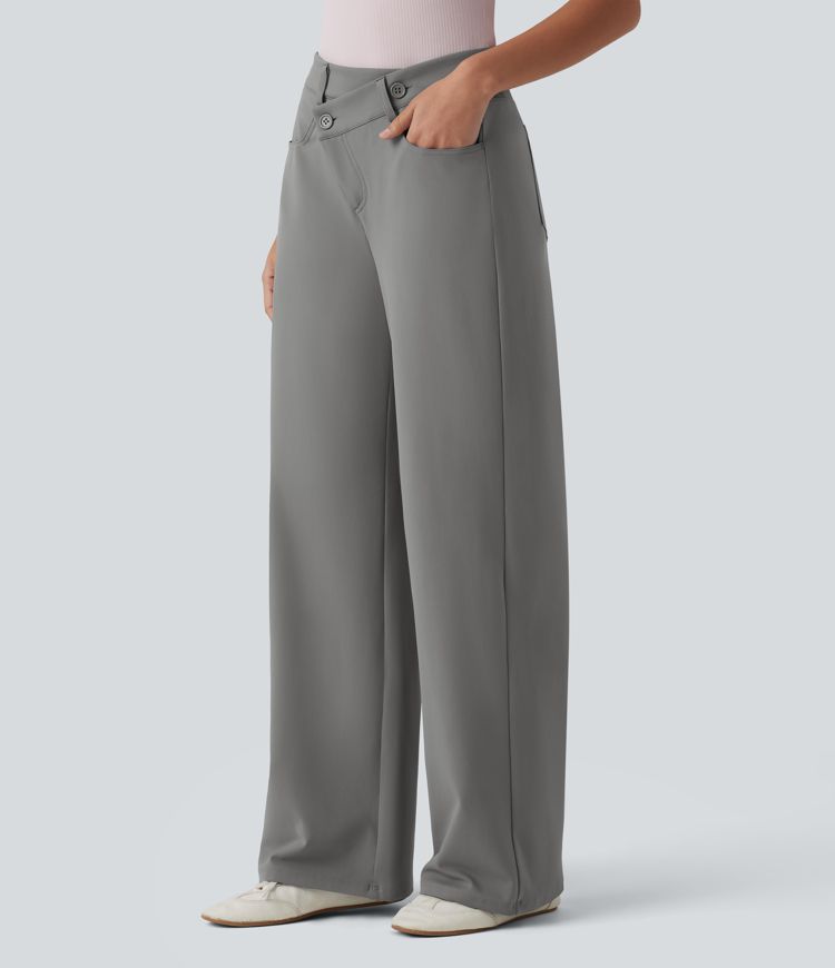 Halara Flex™ DayStretch - Bürohose mit hohem Crossover-Bund, mehreren Taschen und geradem Bein