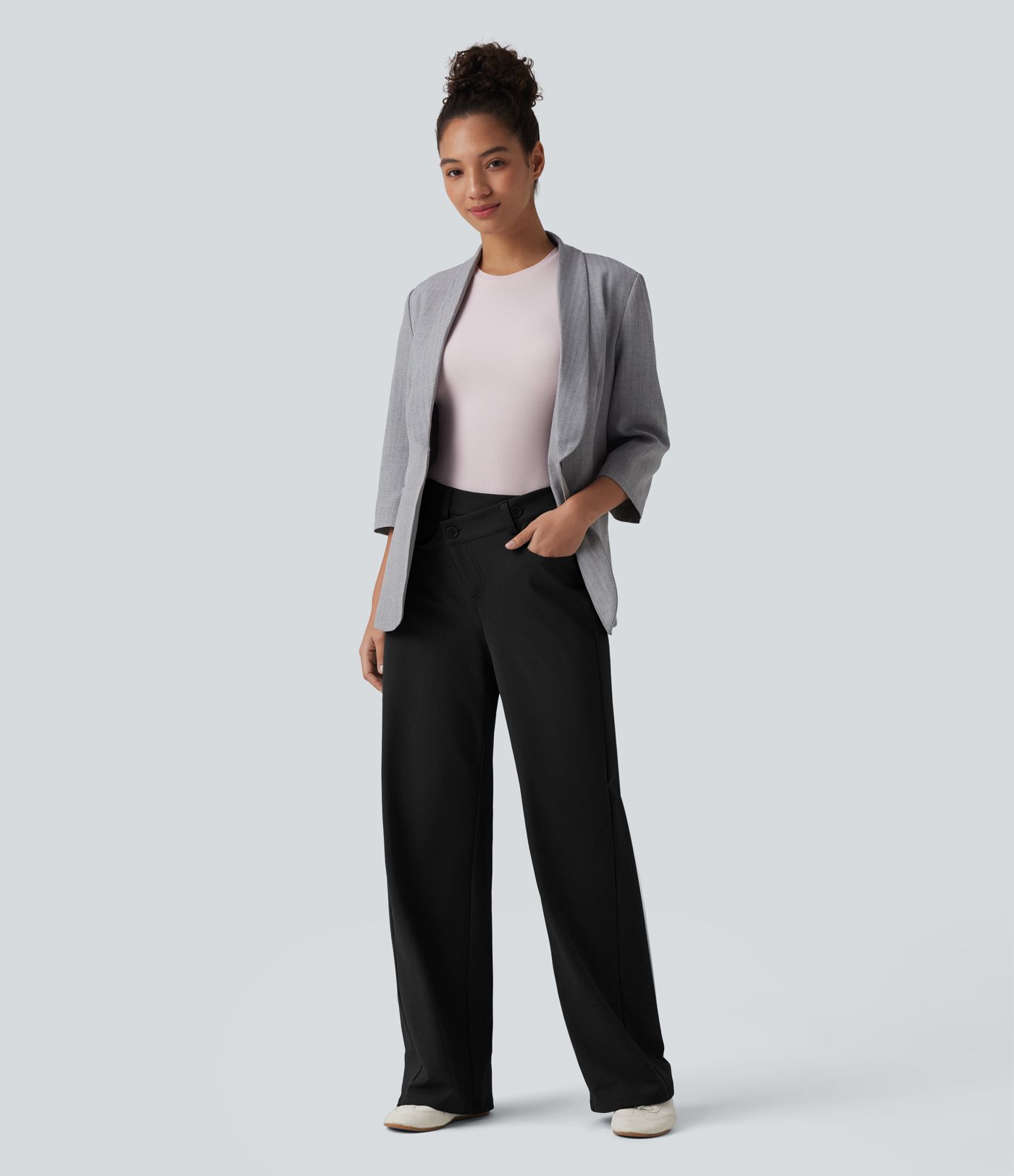 Halara Flex™ DayStretch - Bürohose mit hohem Crossover-Bund, mehreren Taschen und geradem Bein Halara Flex™ DayStretch - Bürohose mit hohem Crossover-Bund, mehreren Taschen und geradem Bein
