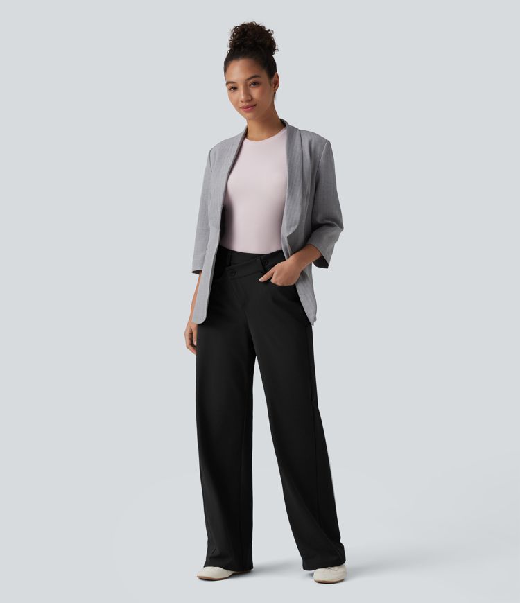 Halara Flex™ DayStretch - Bürohose mit hohem Crossover-Bund, mehreren Taschen und geradem Bein Halara Flex™ DayStretch - Bürohose mit hohem Crossover-Bund, mehreren Taschen und geradem Bein