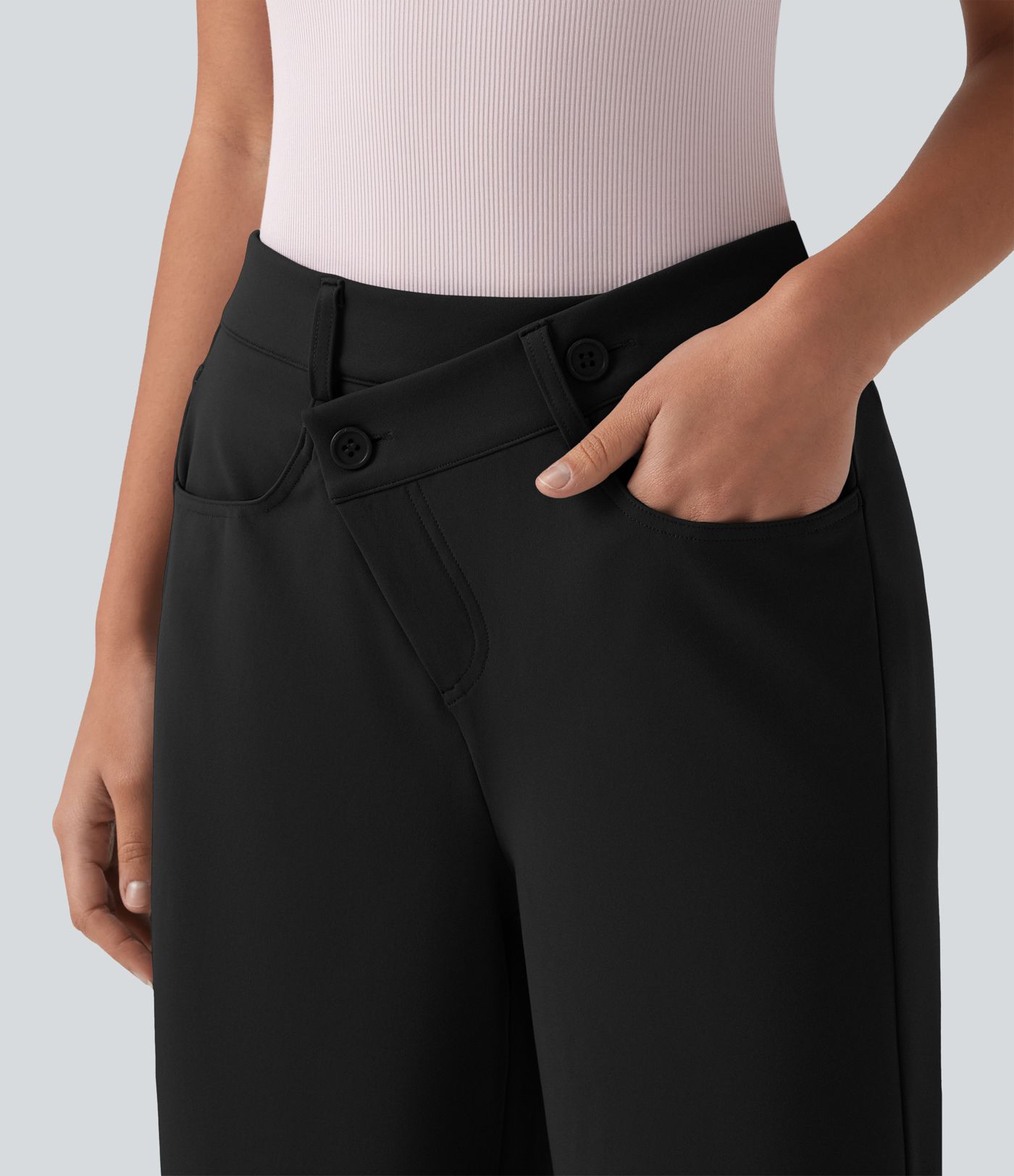 Halara Flex™ DayStretch - Bürohose mit hohem Crossover-Bund, mehreren Taschen und geradem Bein Halara Flex™ DayStretch - Bürohose mit hohem Crossover-Bund, mehreren Taschen und geradem Bein