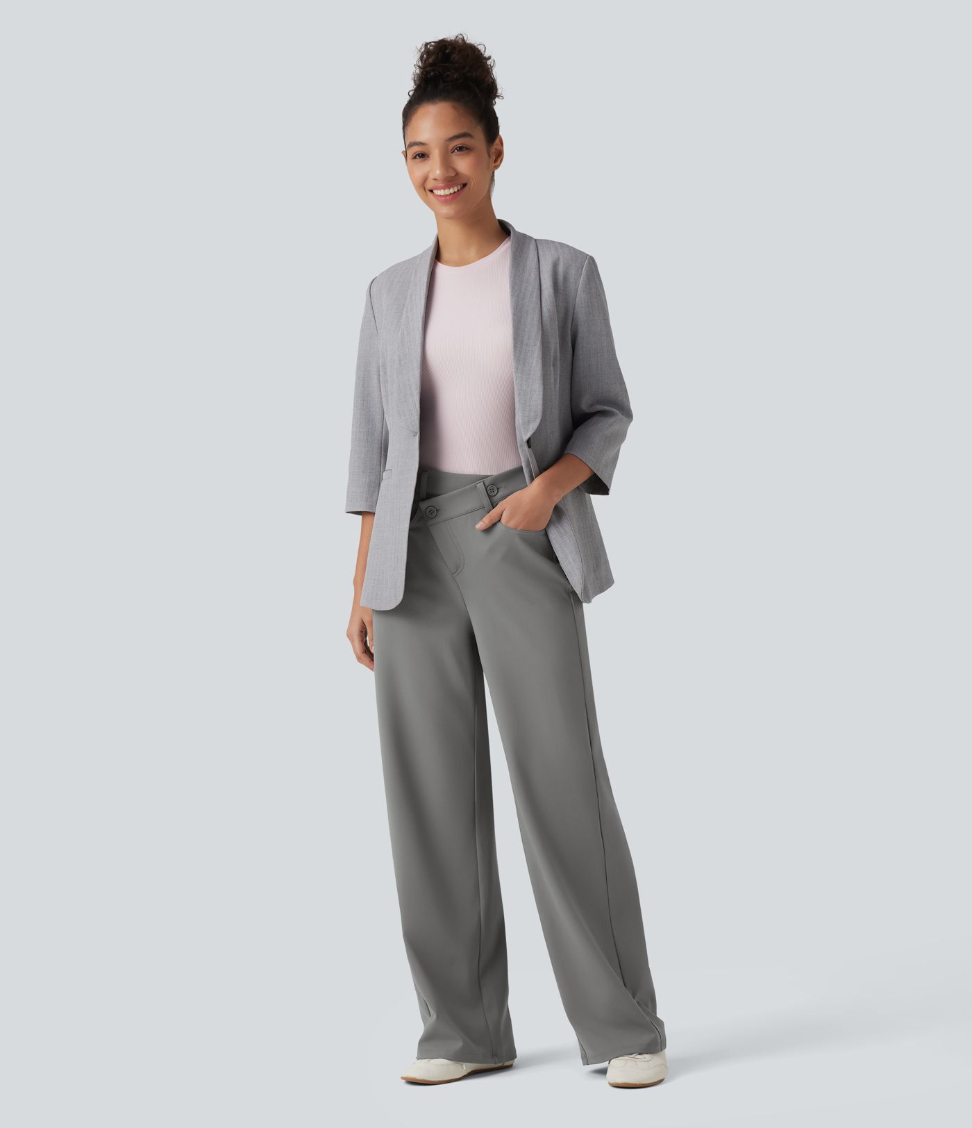 Halara Flex™ DayStretch - Bürohose mit hohem Crossover-Bund, mehreren Taschen und geradem Bein