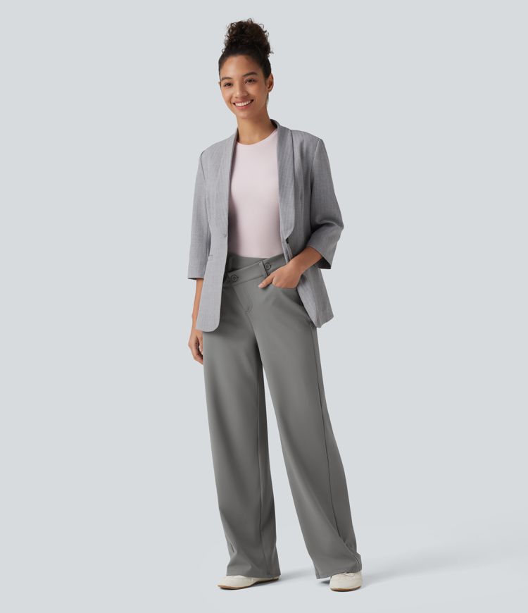 Halara Flex™ DayStretch - Bürohose mit hohem Crossover-Bund, mehreren Taschen und geradem Bein