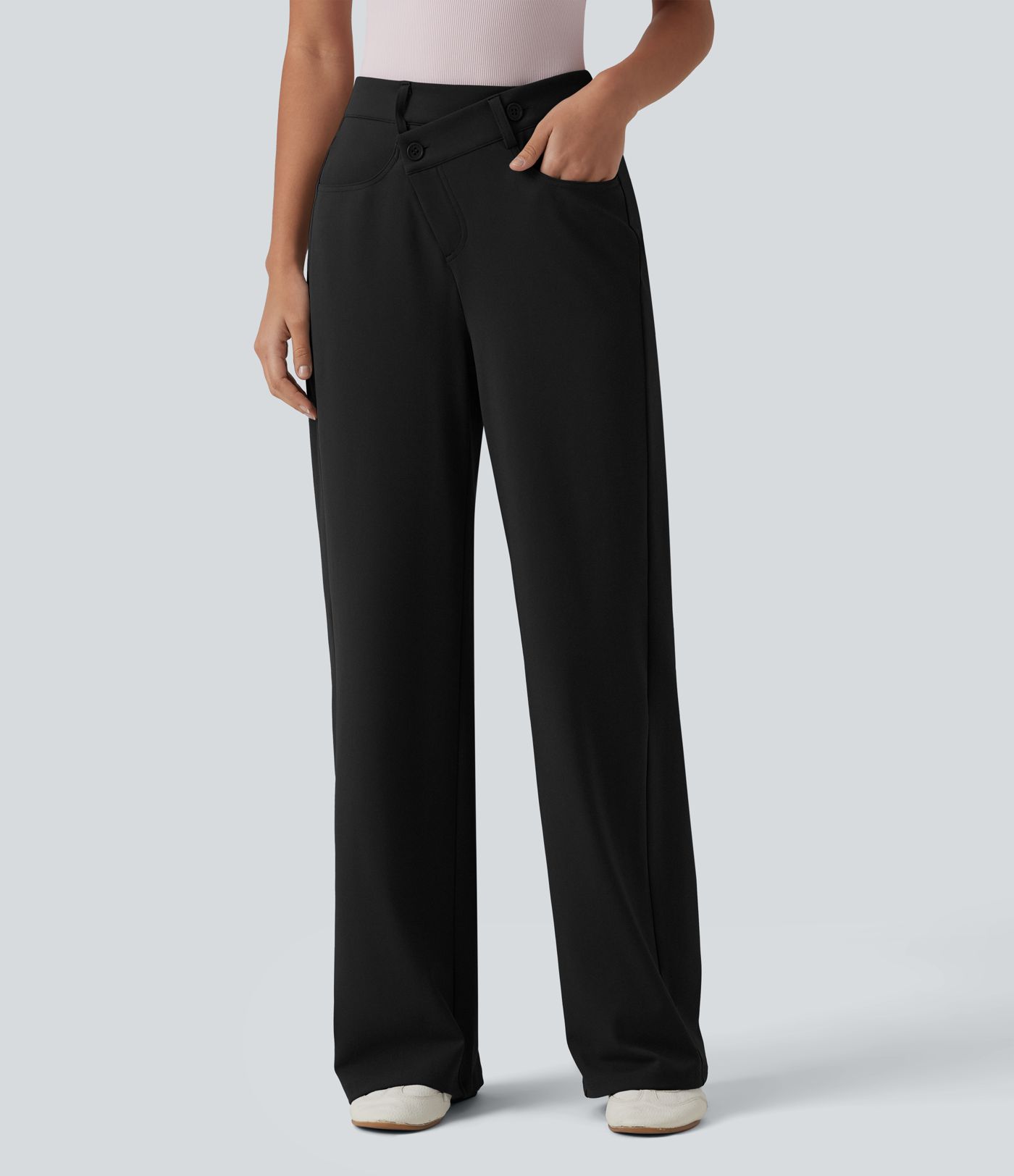 Halara Flex™ DayStretch - Bürohose mit hohem Crossover-Bund, mehreren Taschen und geradem Bein Halara Flex™ DayStretch - Bürohose mit hohem Crossover-Bund, mehreren Taschen und geradem Bein
