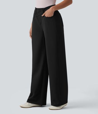 Halara Flex™ DayStretch - Bürohose mit hohem Crossover-Bund, mehreren Taschen und geradem Bein Halara Flex™ DayStretch - Bürohose mit hohem Crossover-Bund, mehreren Taschen und geradem Bein
