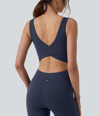 Halara UltraSculpt™ Non-removable pad Tummy Control Flare Workout Jumpsuit with Pockets-Easy Peezy Edition