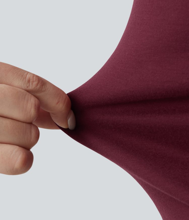 Halara HeatCore casual warming top with V-neck, long wrap sleeves and gathers