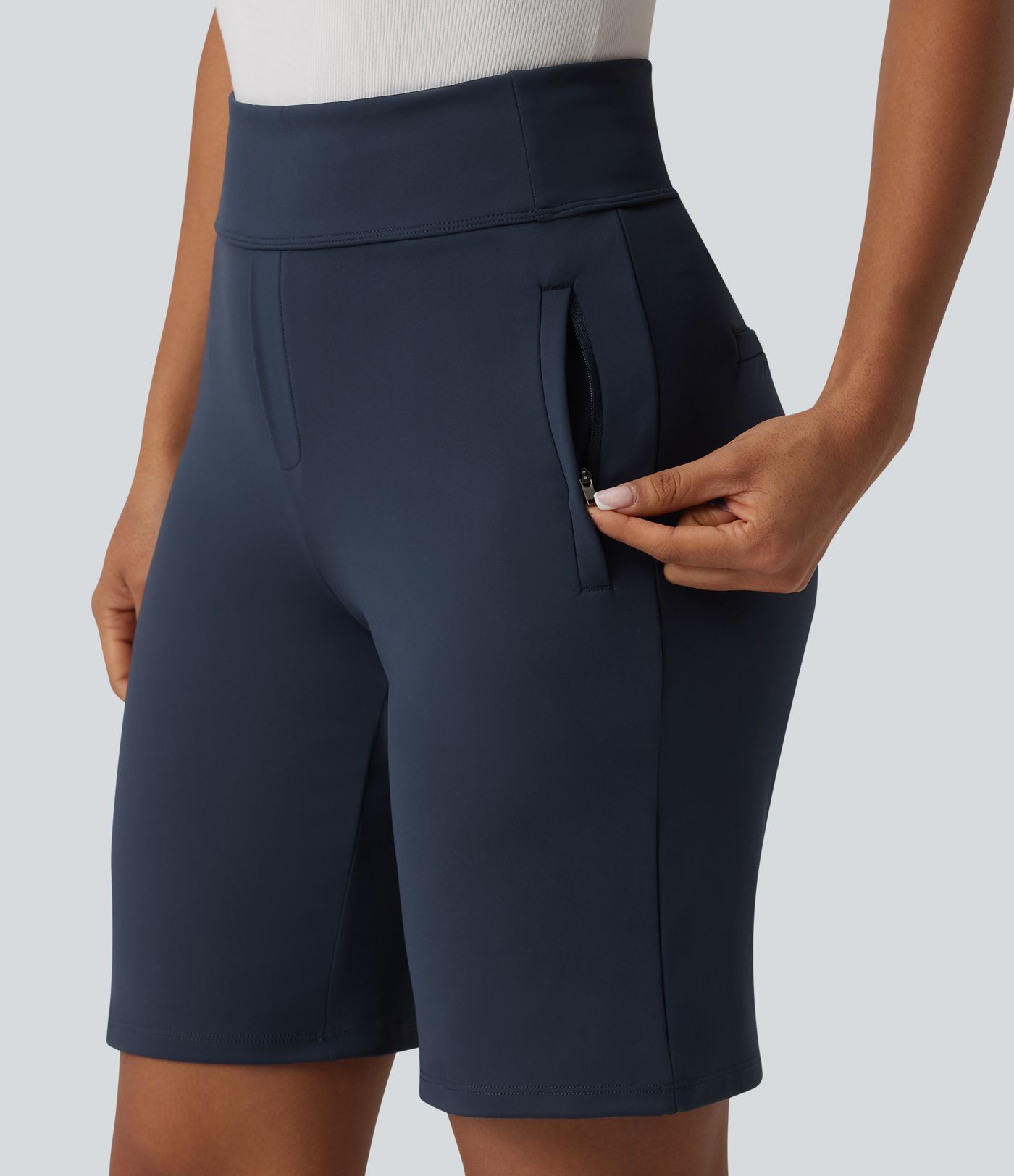 DayStretch High Waisted Work Baggy Shorts with Pockets