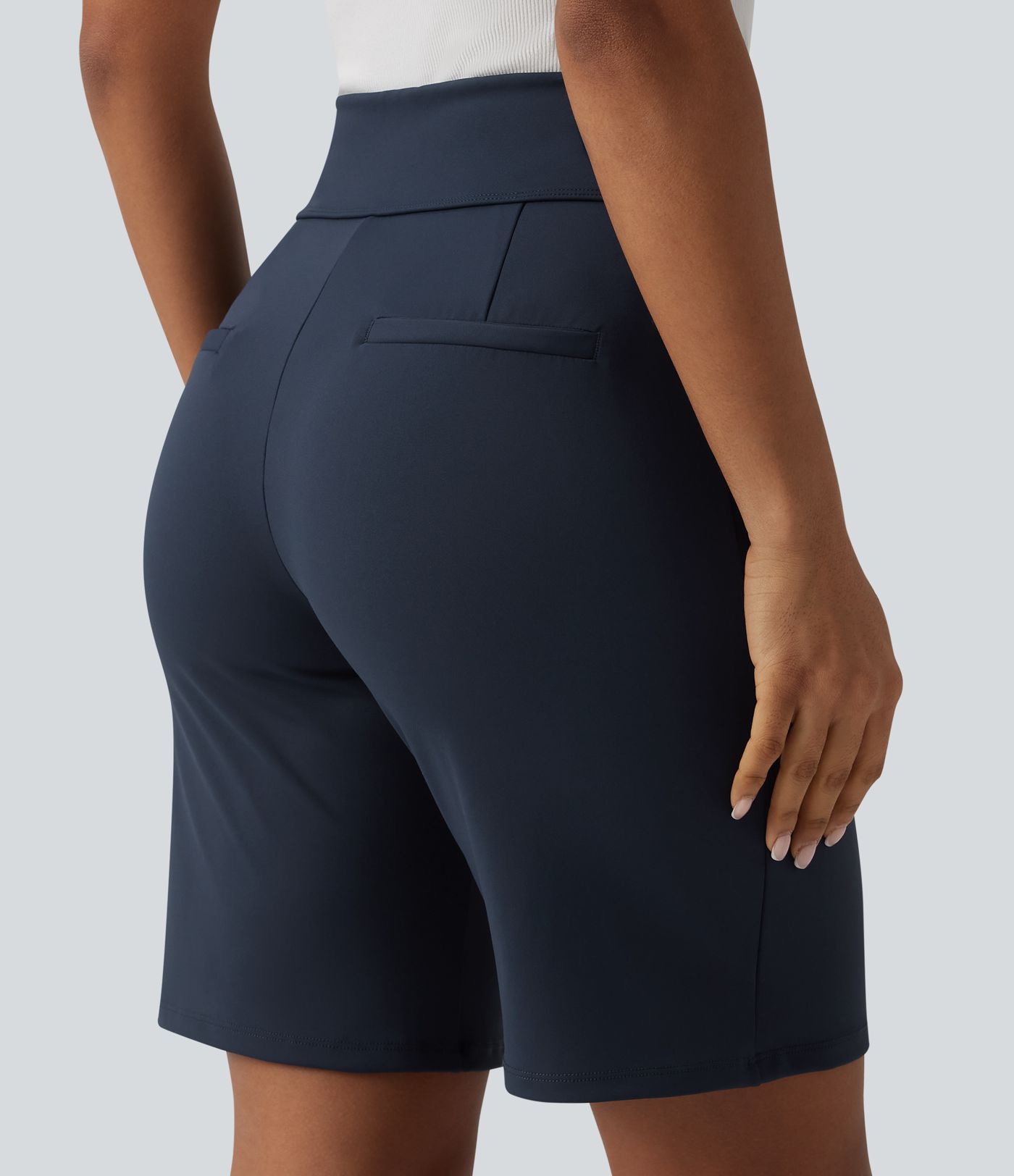 DayStretch High Waisted Work Baggy Shorts with Pockets