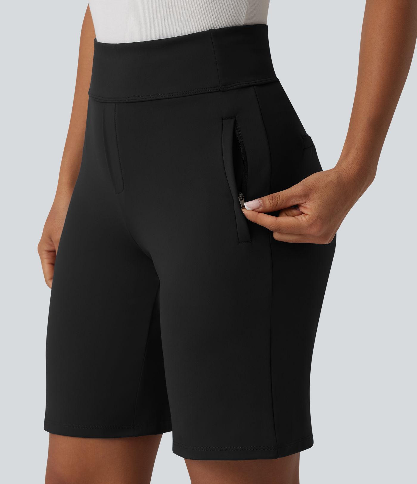 DayStretch High Waisted Work Baggy Shorts with Pockets