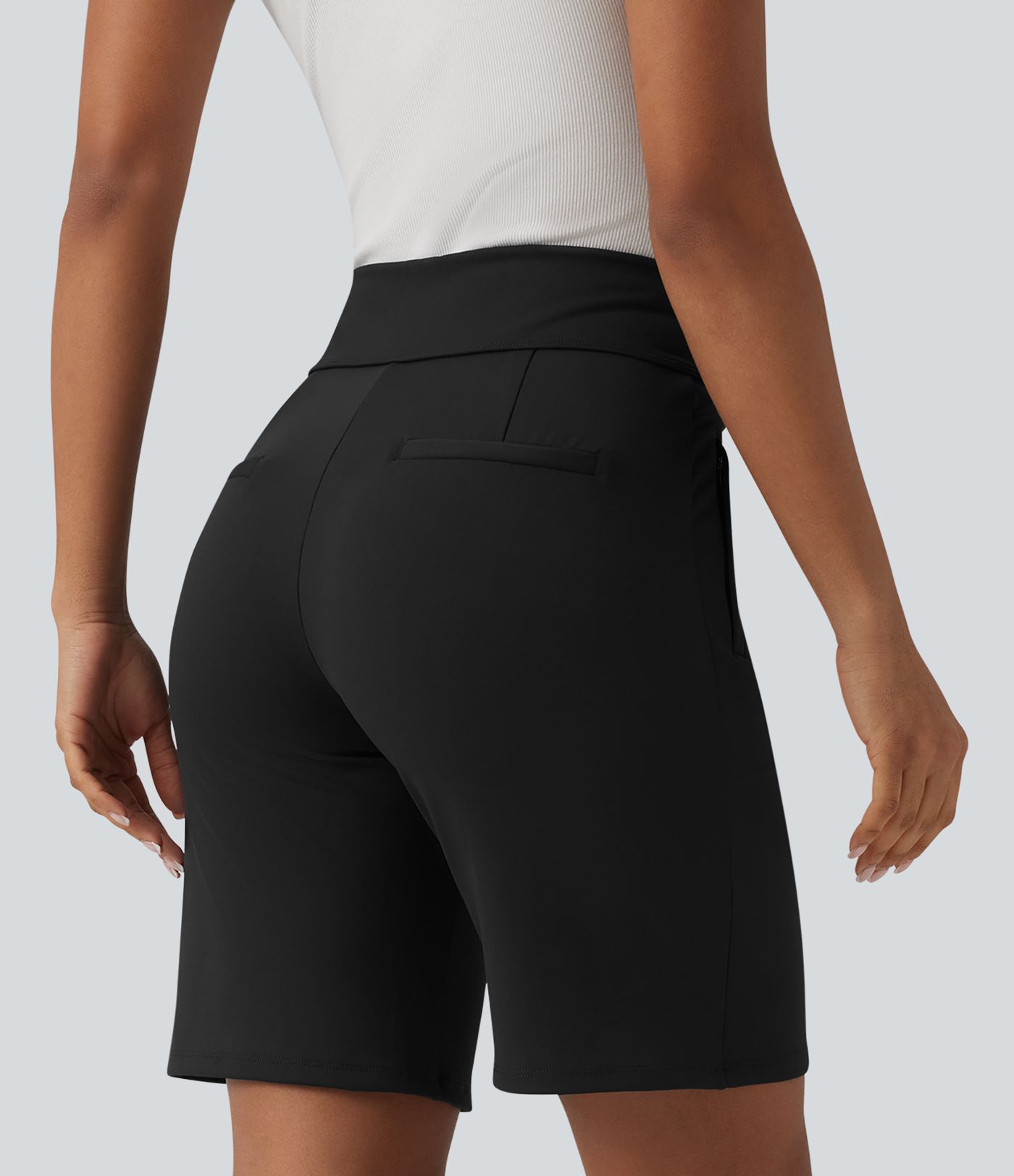 DayStretch High Waisted Work Baggy Shorts with Pockets