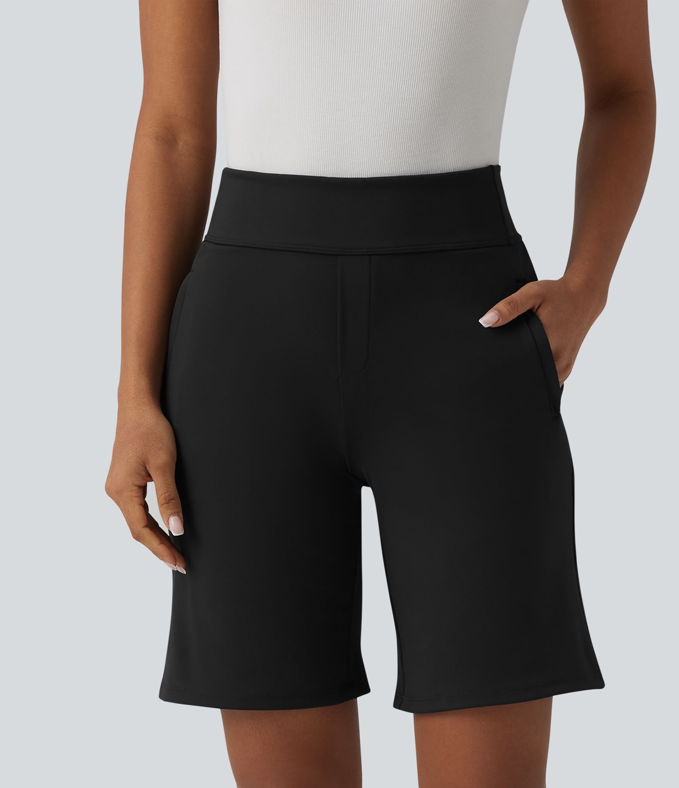 DayStretch High Waisted Work Baggy Shorts with Pockets