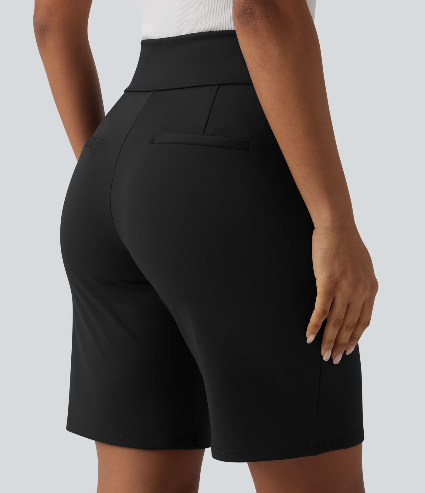 DayStretch High Waisted Work Baggy Shorts with Pockets