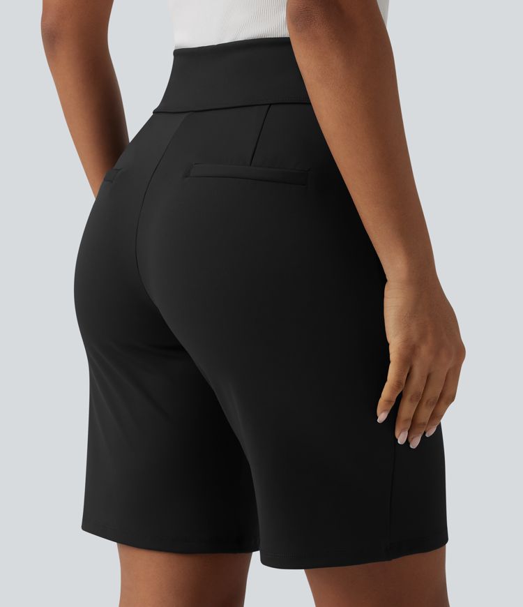 DayStretch High Waisted Work Baggy Shorts with Pockets