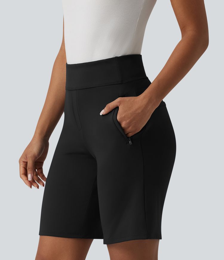 DayStretch High Waisted Work Baggy Shorts with Pockets