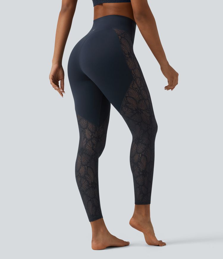 Halara UltraSculpt™ High Waisted Tummy Control Contrast Lace Yoga 7/8 Leggings with Pocket