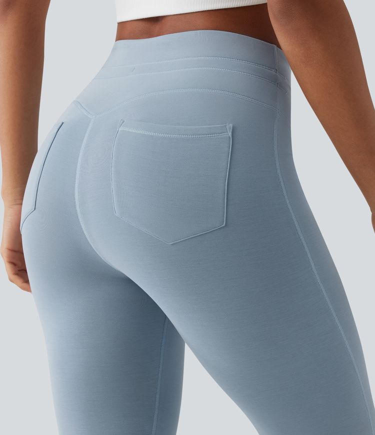 SpacerTek™ High Waisted Drawstring Casual Skinny Trousers with Pockets