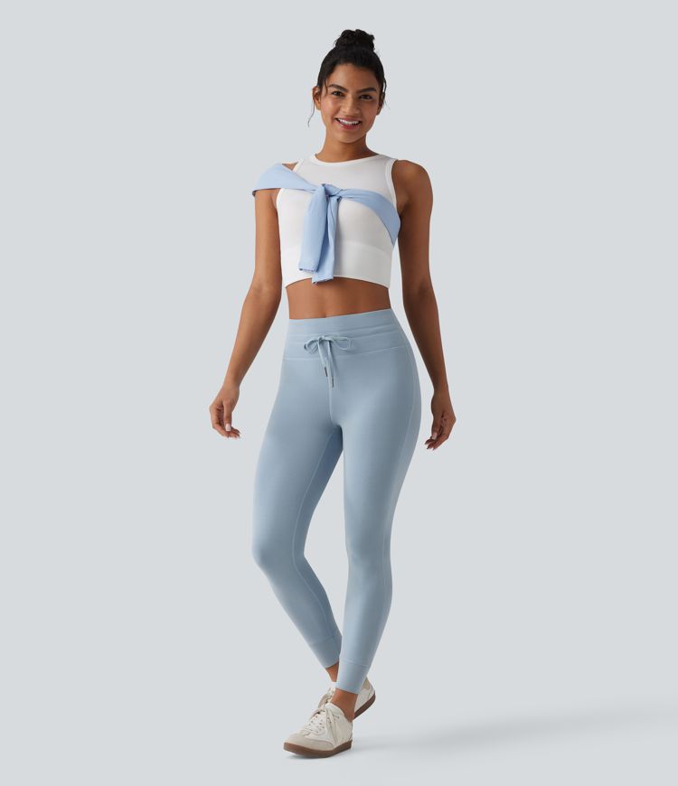 SpacerTek™ High Waisted Drawstring Casual Skinny Trousers with Pockets