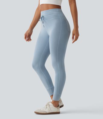 SpacerTek™ High Waisted Drawstring Casual Skinny Trousers with Pockets