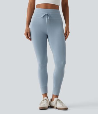 SpacerTek™ High Waisted Drawstring Casual Skinny Trousers with Pockets