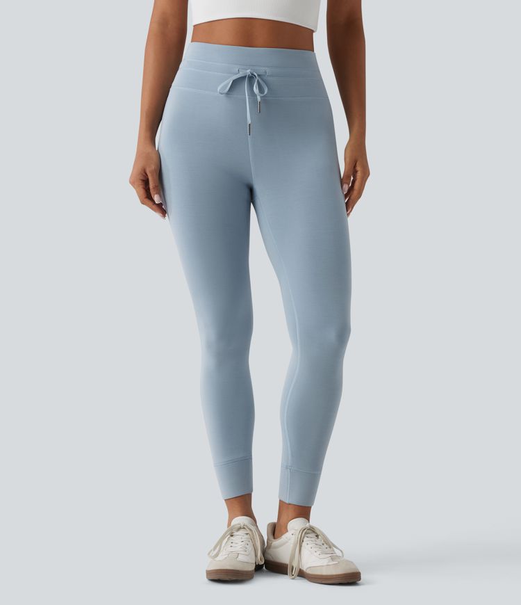 SpacerTek™ High Waisted Drawstring Casual Skinny Trousers with Pockets