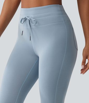 SpacerTek™ High Waisted Drawstring Casual Skinny Trousers with Pockets