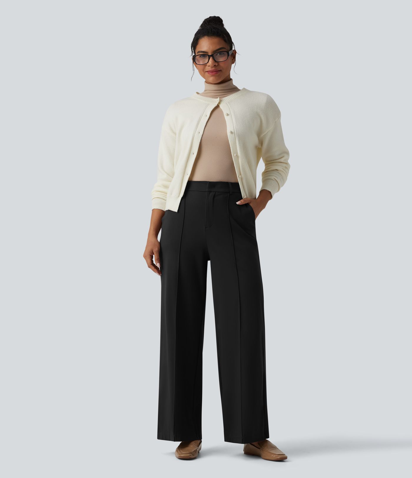 Halara Flex™ DayStretch Pantalon de travail taille haute à jambe large avec poches