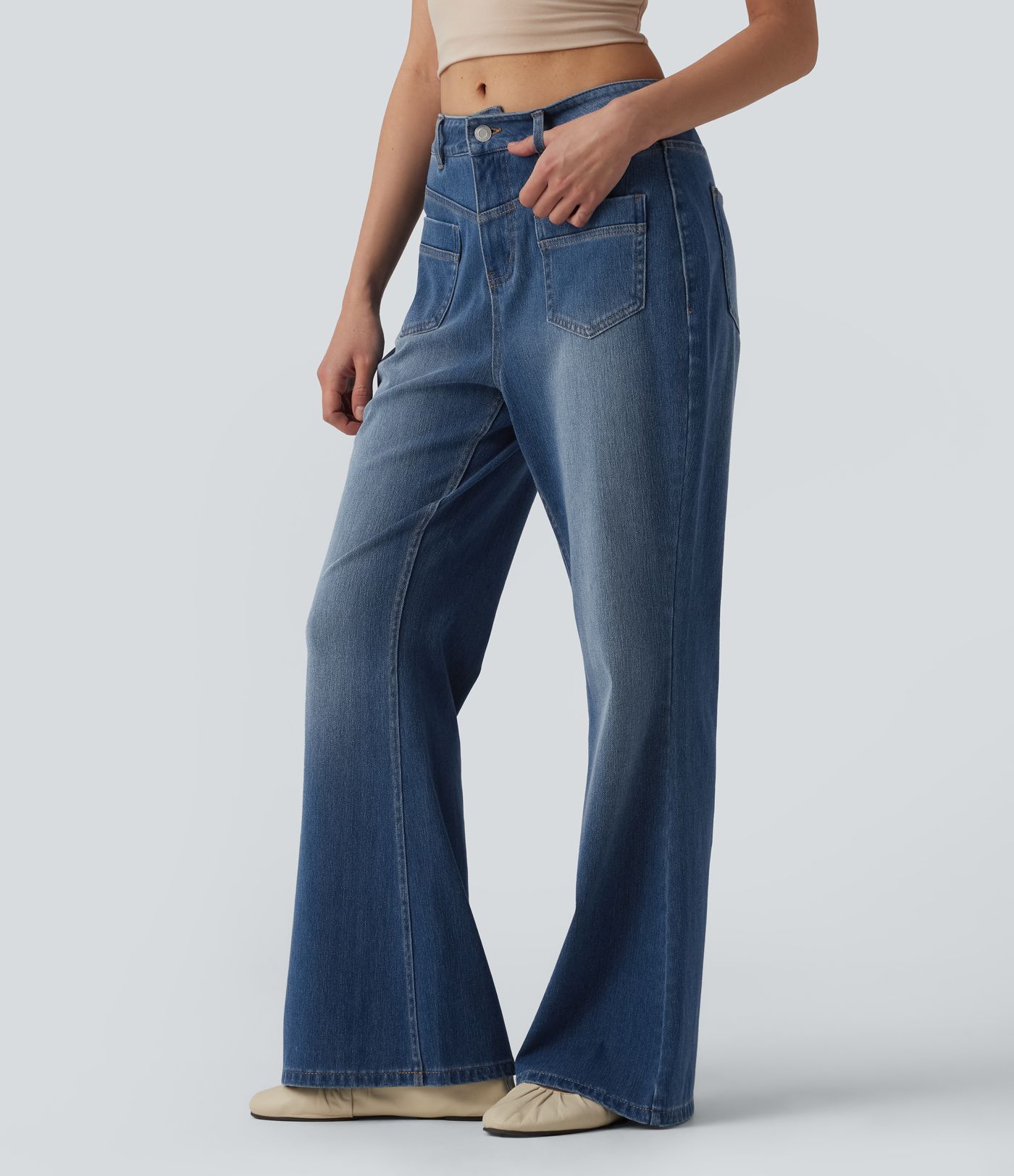 Halara Flex™ Mid Rise Casual Flare Jeans with Pockets