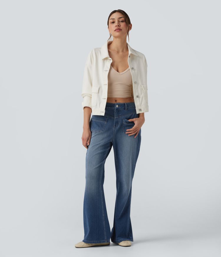Halara Flex™ Mid Rise Casual Flare Jeans with Pockets