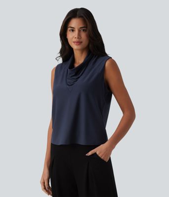 Cowl Neck Sleeveless Work Blouse