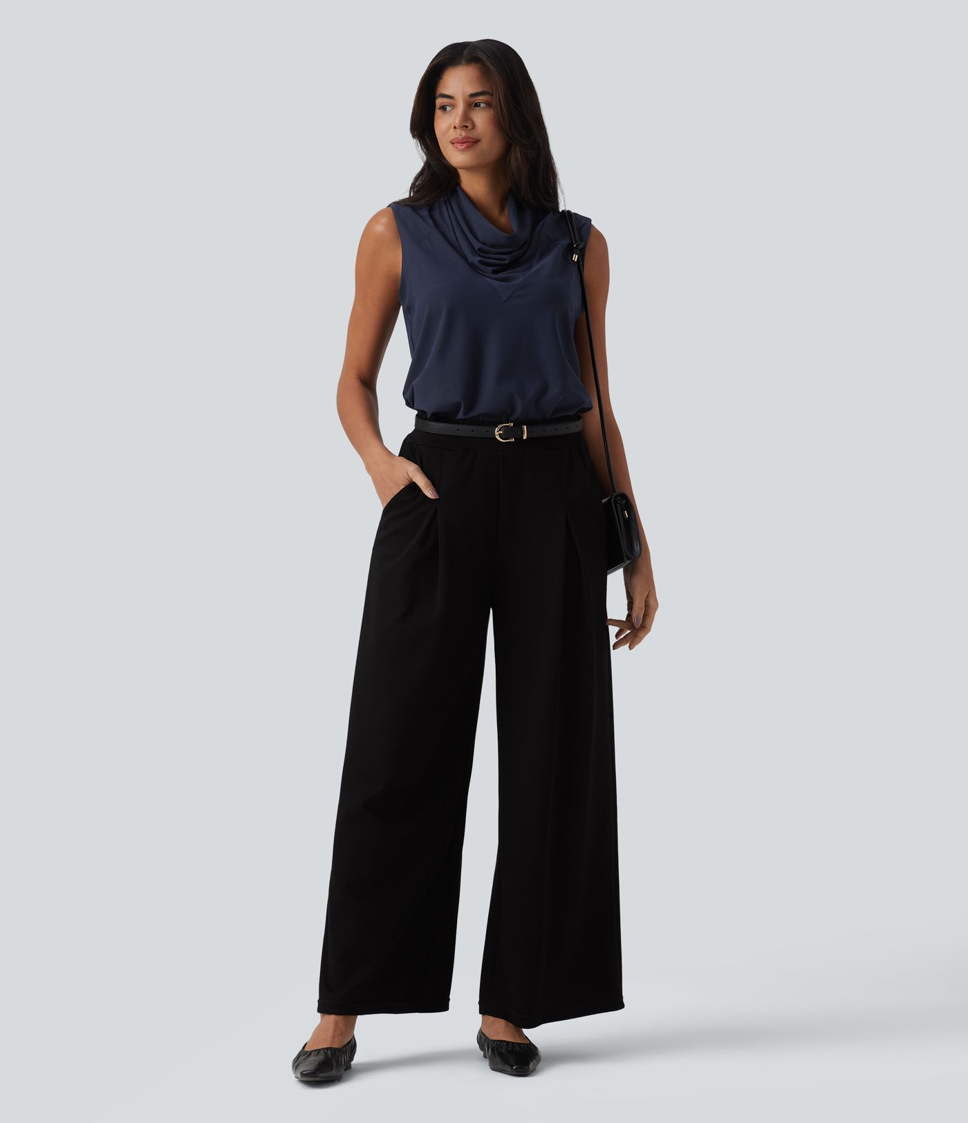 Cowl Neck Sleeveless Work Blouse