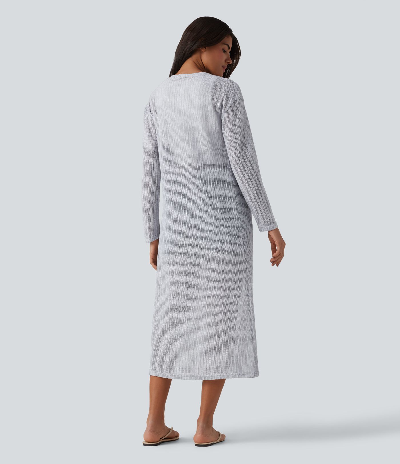 Lässiger Häkelmantel mit langen Ärmeln