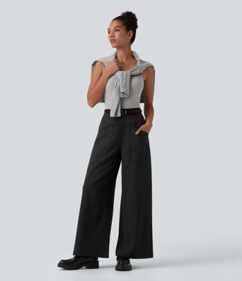 Mid Rise Work Baggy Pants with Pockets