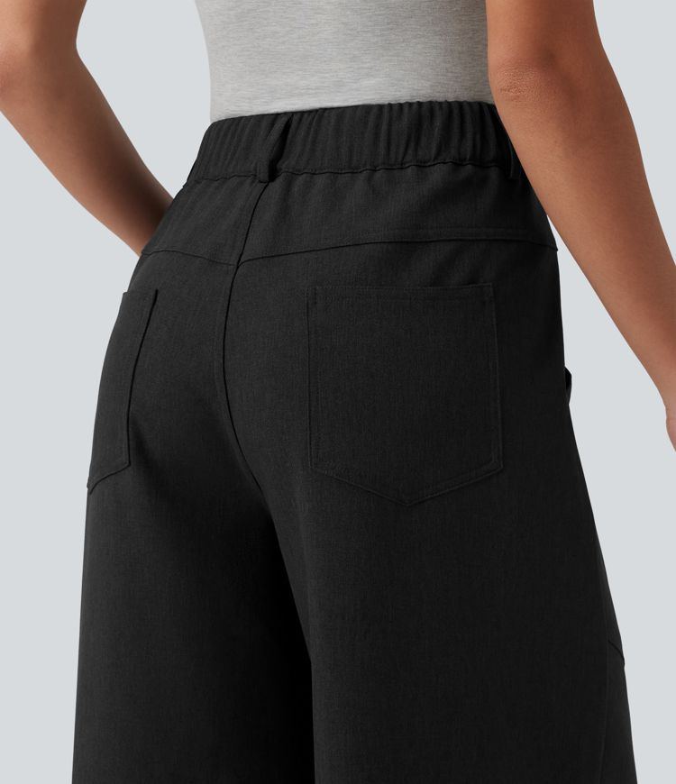Mid Rise Work Baggy Pants with Pockets