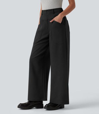 Mid Rise Work Baggy Pants with Pockets
