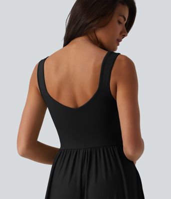 Robe longue fluide sans manches avec brassière intégrée et poches – Bonnets D-F