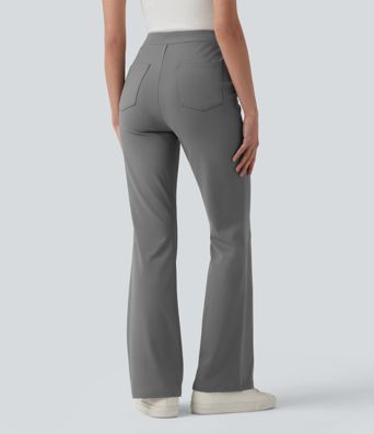 Halara Flex™ asymmetriske, højtaljede arbejdsflarebukser med lommer