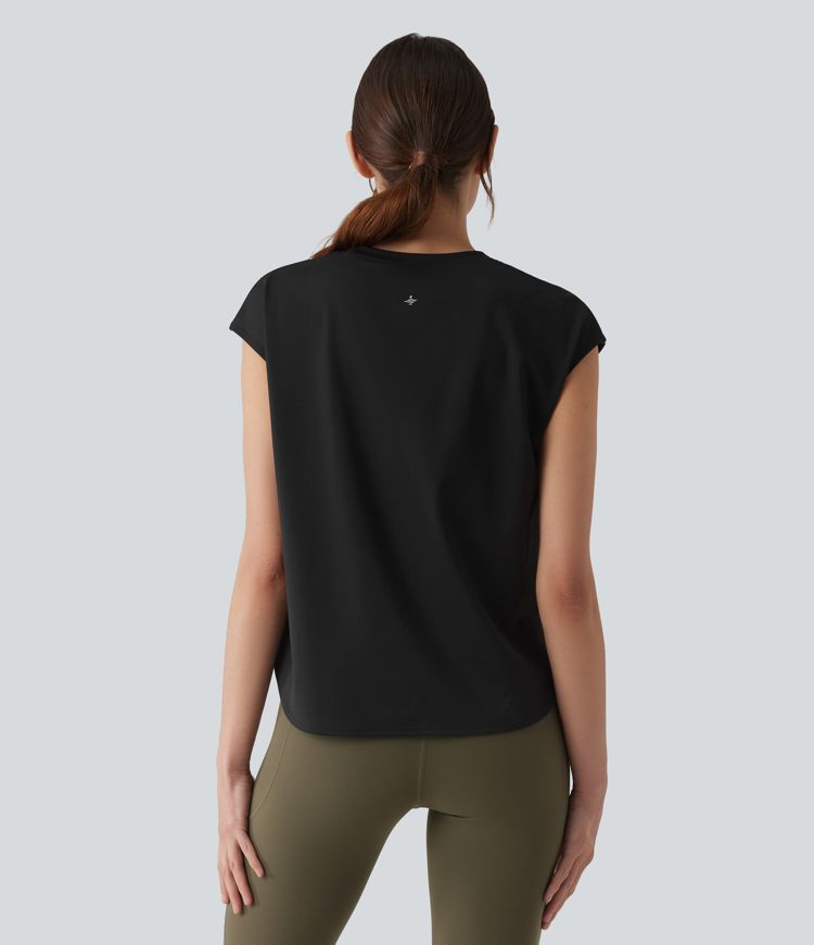 SoftlyZero™ Airy Round Neck Sleeveless Contrast Mesh Cool Touch Yoga Sports Top